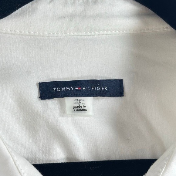 Tommy Hilfiger Dress Color Block Tie Waist Ruffle Buttons Academia Preppy 10 - Picture 6 of 12
